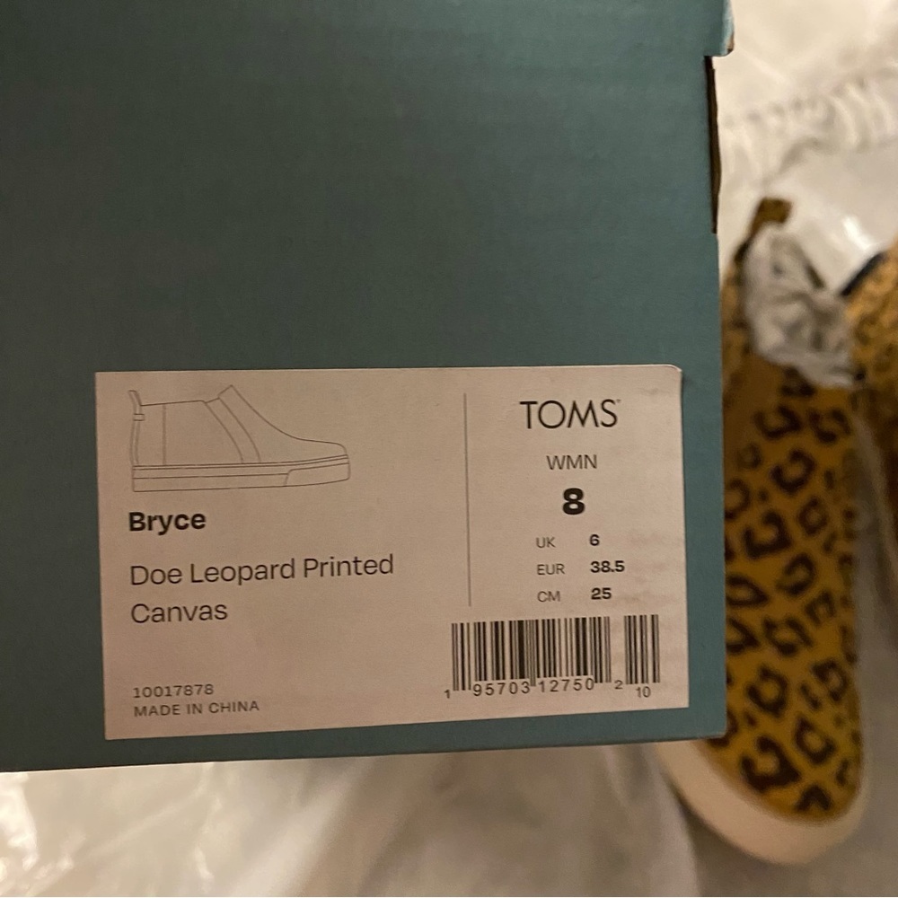 NWT Toms sneakers Bryce Doe Leopard print canvas New in Box SZ 8 - Picture 5 of 16
